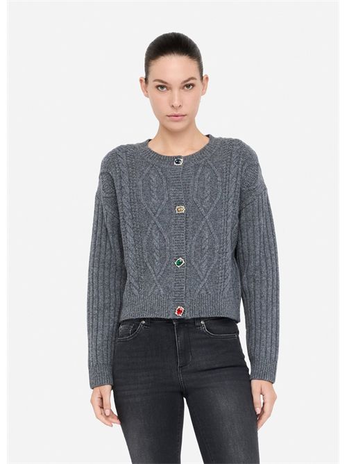 Cardigan in lana con bottoni gioiello LIU JO | MF5423MS040/02050